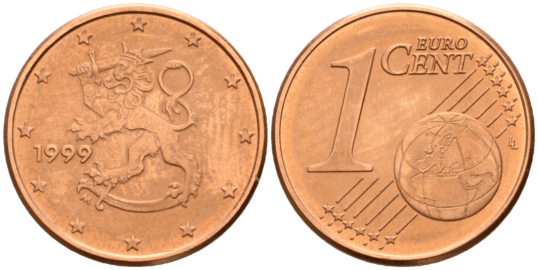 Финляндия 1 евроцент 1999  KM 98 сталь плакированная медью  UNC  4189-142