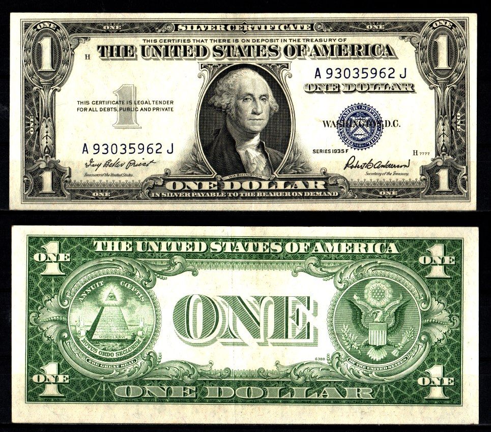 США 1 доллар 1935 Серия f, Джордж Вашингтон Pick 416 D2f бумага 2119-18-3-1