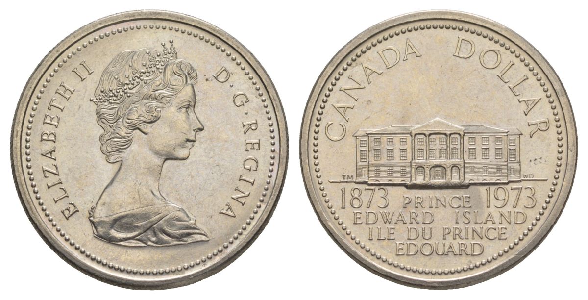 Канада 1 доллар 1973 100 лет со дня присоединения провинции остров Принца Эдуарда (1873-1973) KM 82 никель UNC 4185-436