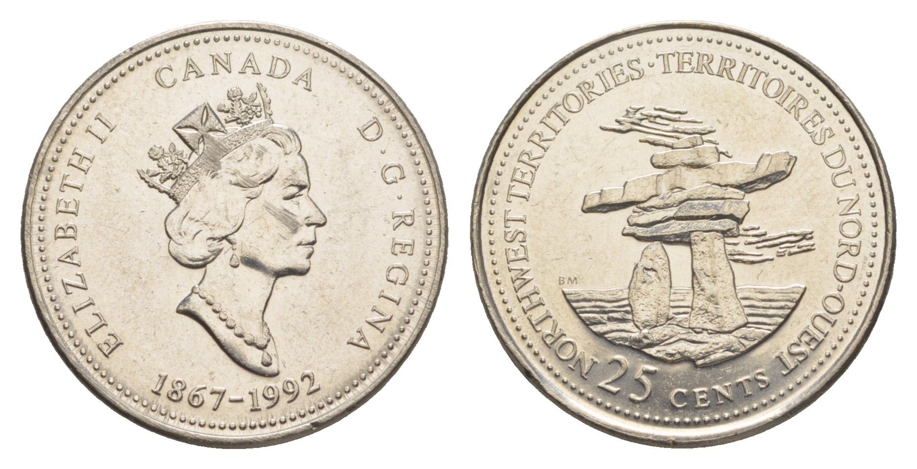Канада 25 центов 1992 125 лет Конфедерации Канада - Северо-Западные территории KM 212 никель UNC 4637-854