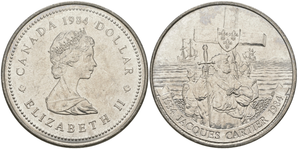 Канада 1 доллар 1984 Жак Картье KM 141 никель UNC 97-213
