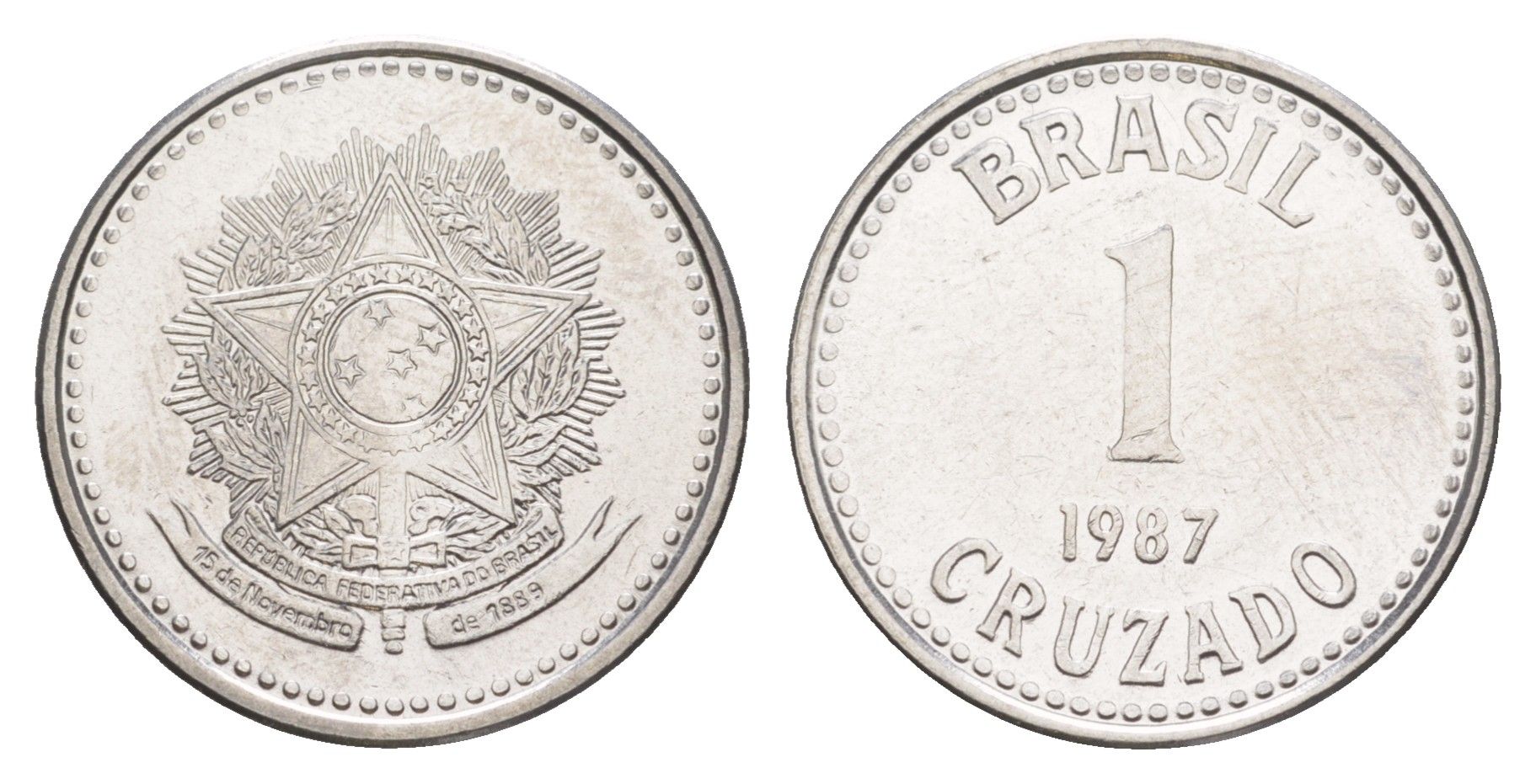 Бразилия 1 крузадо 1987 KM 605 нержавеющая сталь UNC 4642-1245