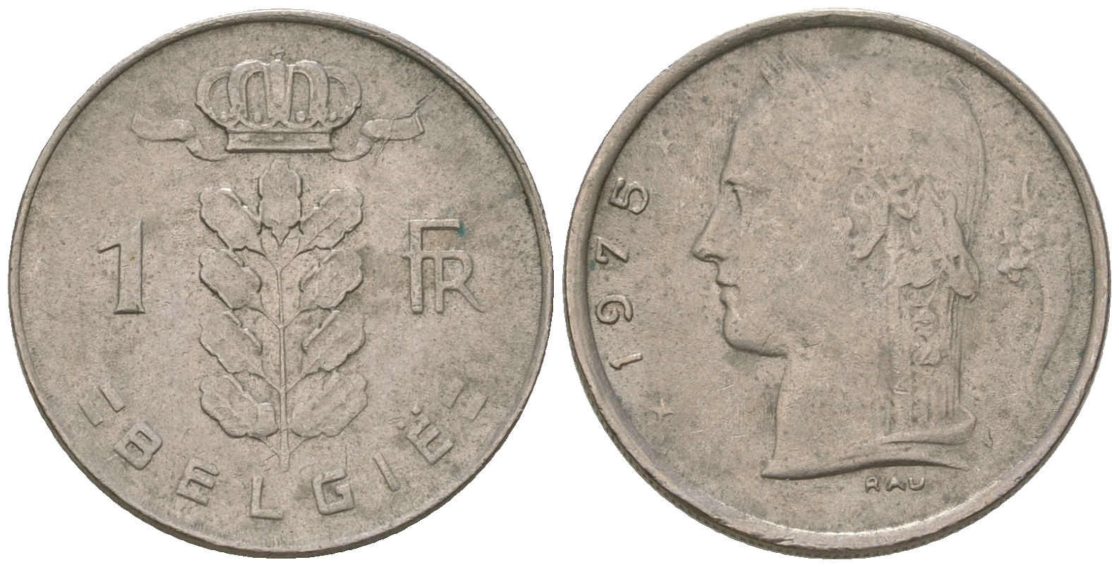 Бельгия 1 франк 1975 Belgie, Бодуэн I (1951-1993) KM 143.1 медно-никель 3458-1256