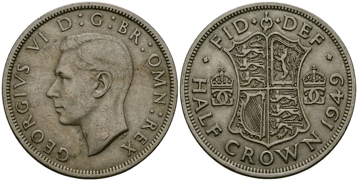 Великобритания 1/2 кроны 1949 Георг VI (1936-1952) KM 879, Spink 4106 медно-никель 4137-411