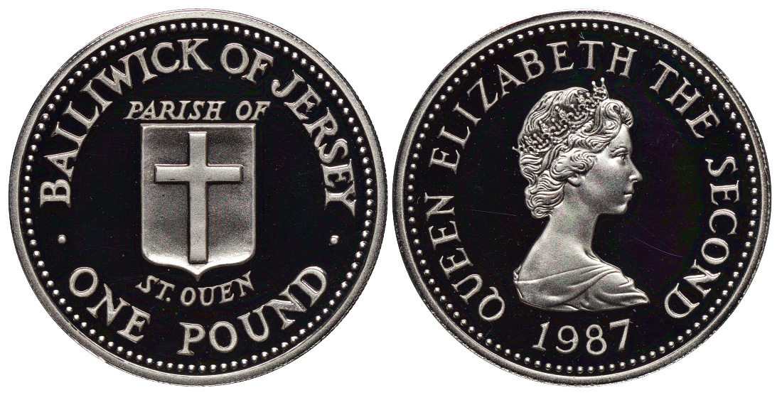Джерси 1 фунт 1987 приход Сент-Уэн, тираж 2500 экземпляров KM 72a серебро PROOF 272-731