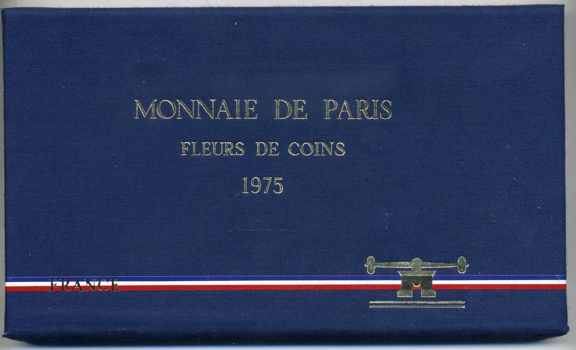 Франция набор из 9 монет 1975 SPECEMEN FDC SET (FLEUR DE COIN), запайка, коробка, сертификат KM SS 12 BUNC 3-4-8-17