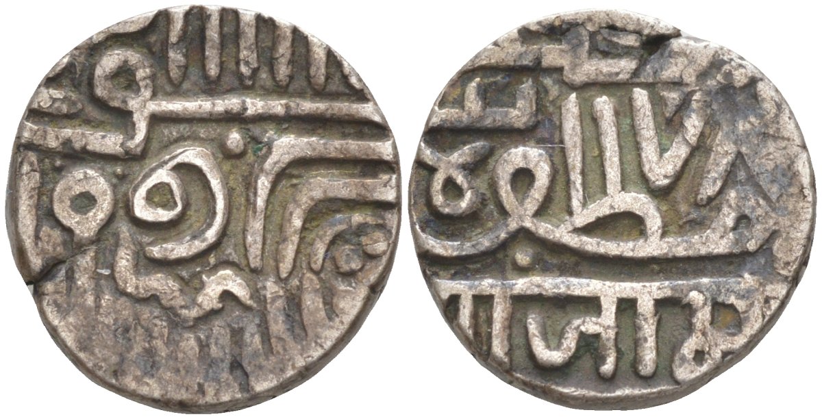 Индия, Наванагар (Nawanagar) 1 кори (kori) АН(9)78 стиль 1570-1850, frozen, вес 4,67 гр. KM 5 серебро 4112-526