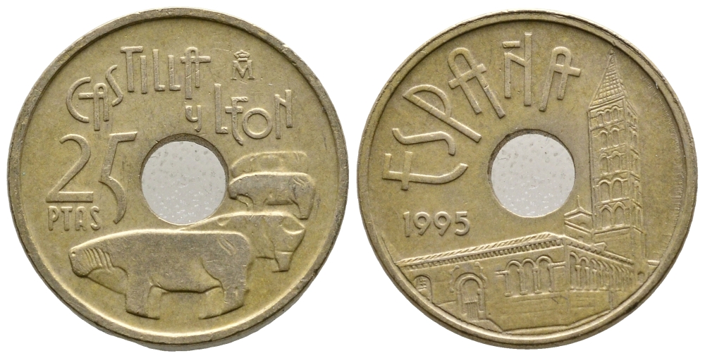 Испания 25 песет 1995 Кастилья и Леон (Castilla y Leon), Хуан Карлос I (1975-2014) KM 948 латунь 4609-367