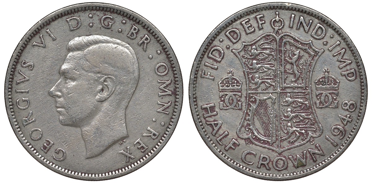 Великобритания 1/2 кроны 1948 Георг VI (1936-1952) KM 866, Spink 4101 медно-никель 4131-616