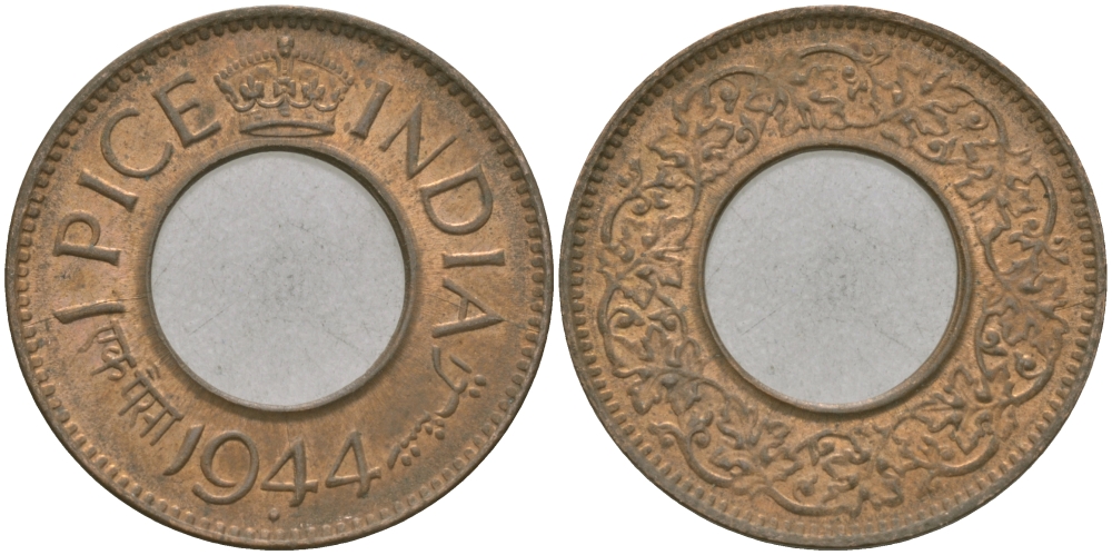 Британская Индия 1 пайс 1944 Георг VI (1936-1952) KM 533 бронза 33-1037