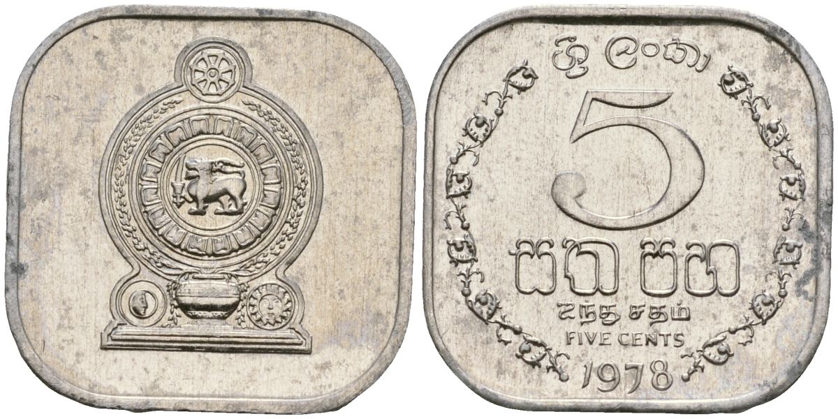 Шри-Ланка 5 центов 1978 KM 139a алюминий 4136-657