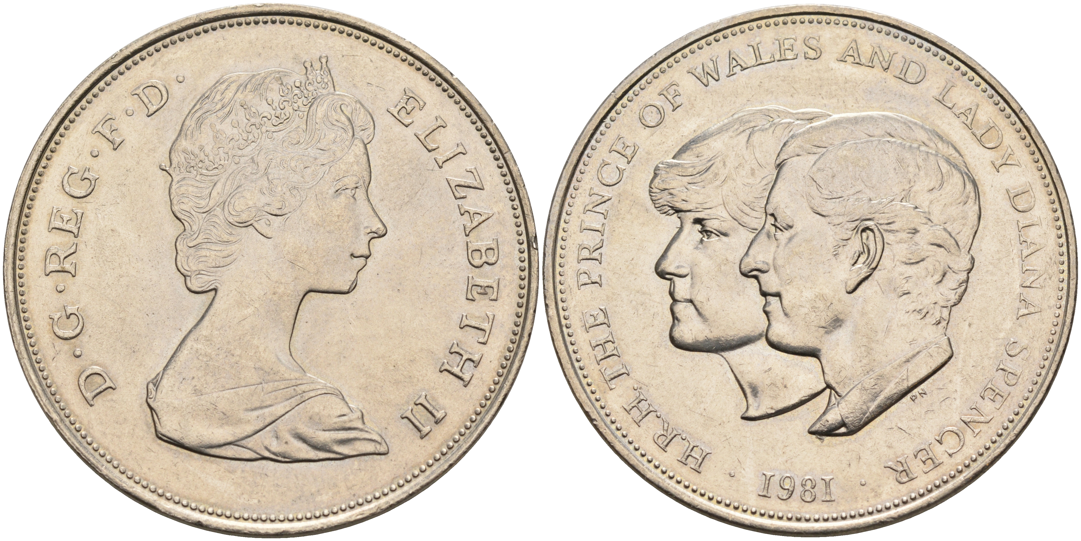 Великобритания 25 пенсов 1981 Королевская свадьба принца Чарльза и леди Дианы, Елизавета II (1952-2022) KM 925, Spink 4229 медно-никель 4552-932
