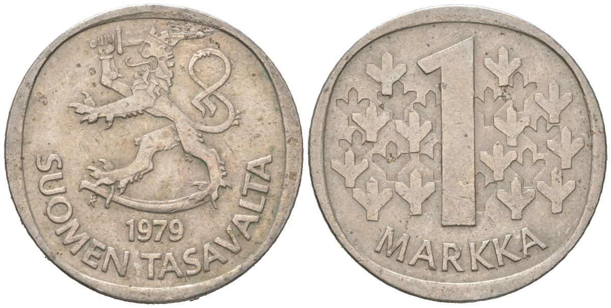 Финляндия 1 марка 1979 K KM 49a медно-никель 4577-936