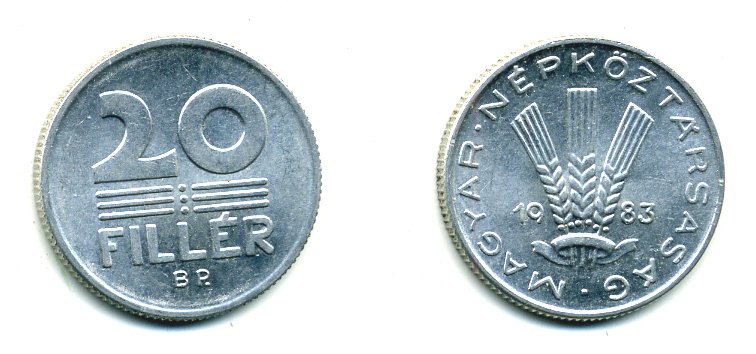 ВЕНГРИЯ 20 ФИЛЛЕРОВ 1983 НАРОДНАЯ РЕСПУБЛИКА (1949-1989) KM 573 алюминий UNC 46-241