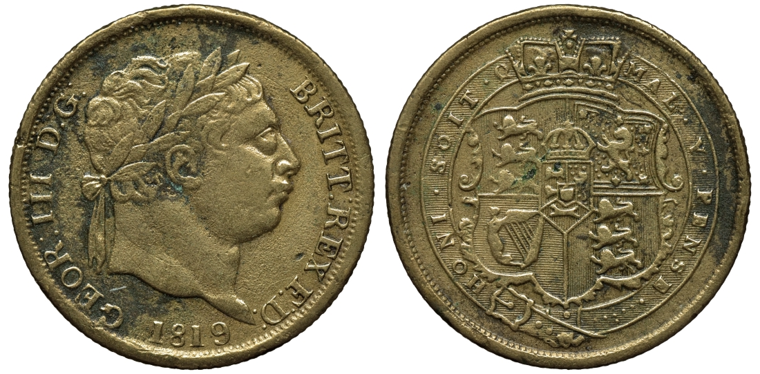 Великобритания имитация в бронзе 1 шиллинга 1819 Георг III (1760-1820) бронза 190-254