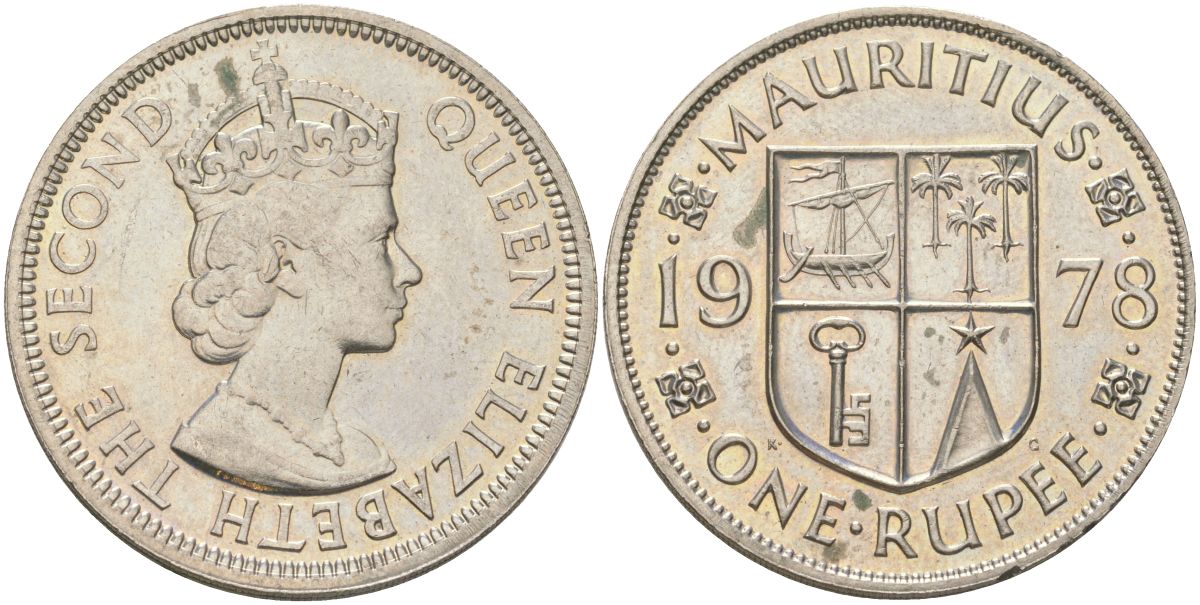 Маврикий 1 рупия 1978 KM 35 медно-никель aUNC 4367-713