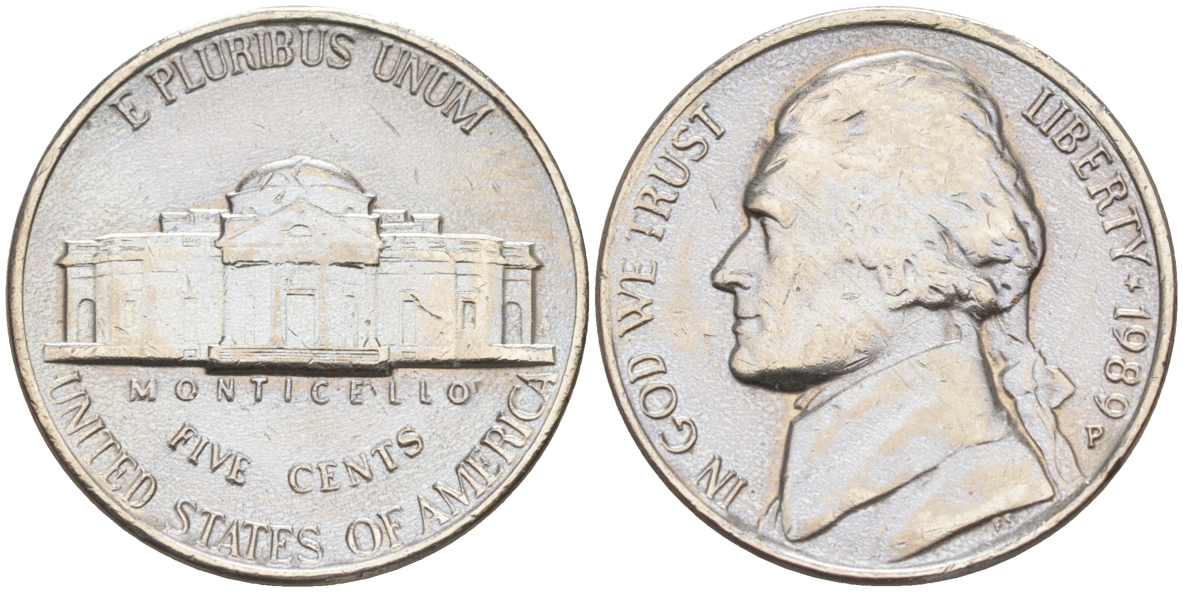 США 5 ЦЕНТОВ 1989 P, ДЖЕФФЕРСОН KM A192 медно-никель 190-154