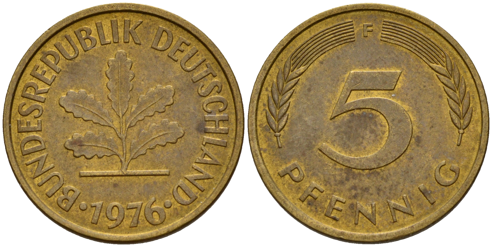 ФРГ 5 пфеннигов 1976 F J.382, KM 107 сталь плакированная латунью    4598-959