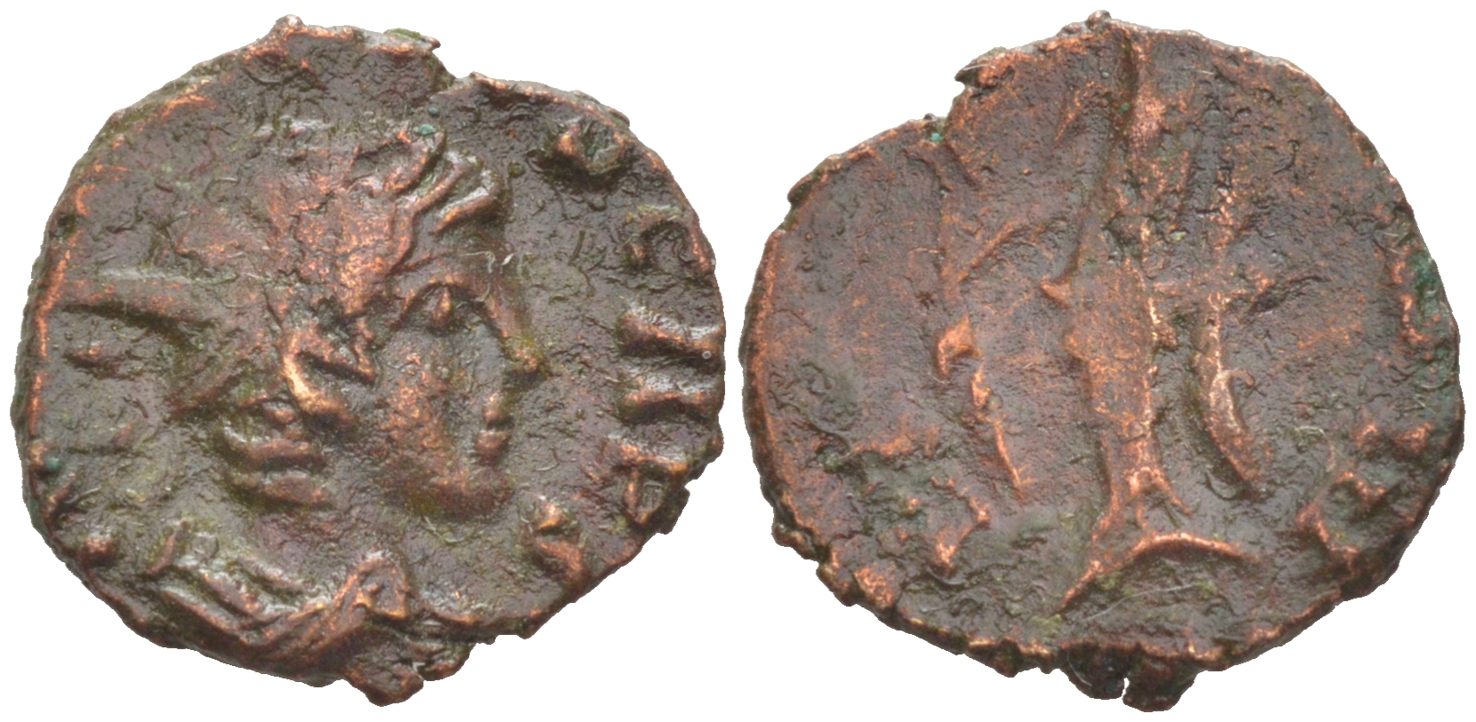 Римская Империя, императоры в Галлии антониниан 273 - 274 Тетрик II, C PIV TETRICVS P CAES, бюст цезаря / HILARITAS AVGG, Хиларитата, персонификация Радости, Августа Треверов RIC 232 биллон 1073-24-85