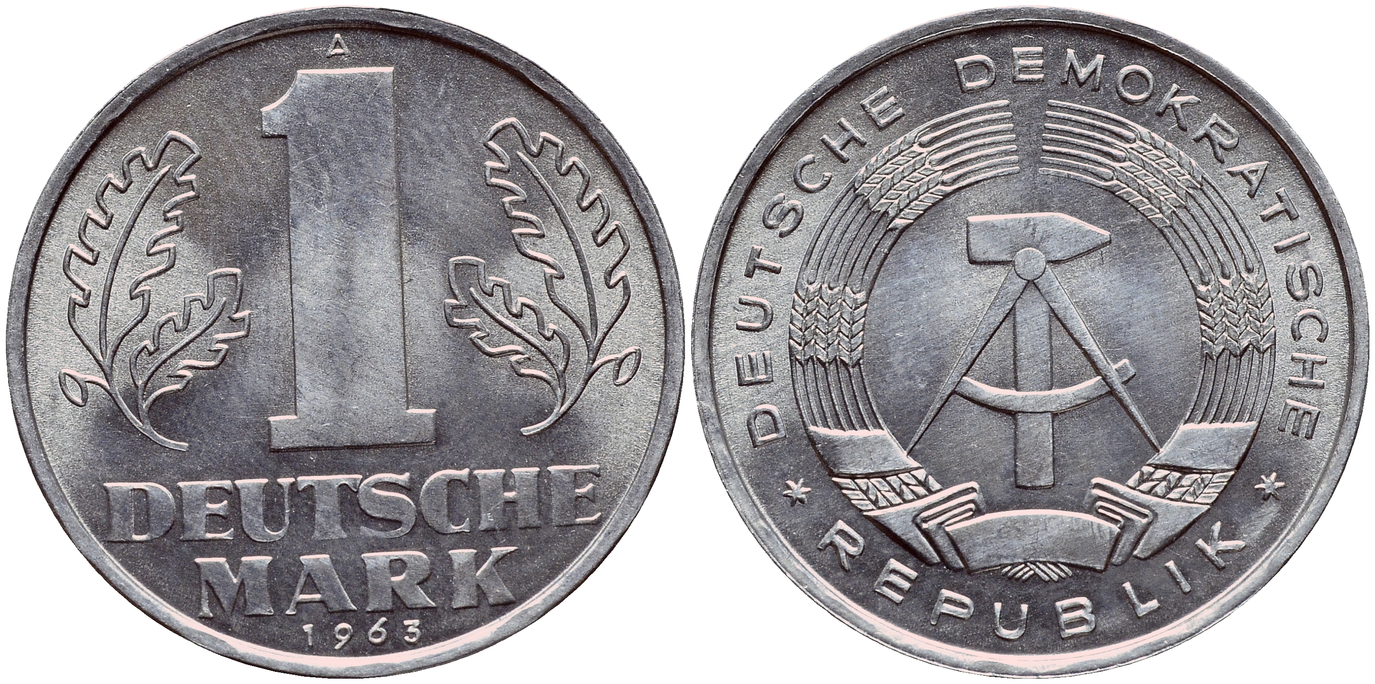 ГДР 1 МАРКА 1963 А KM 13 алюминий UNC 1523-125