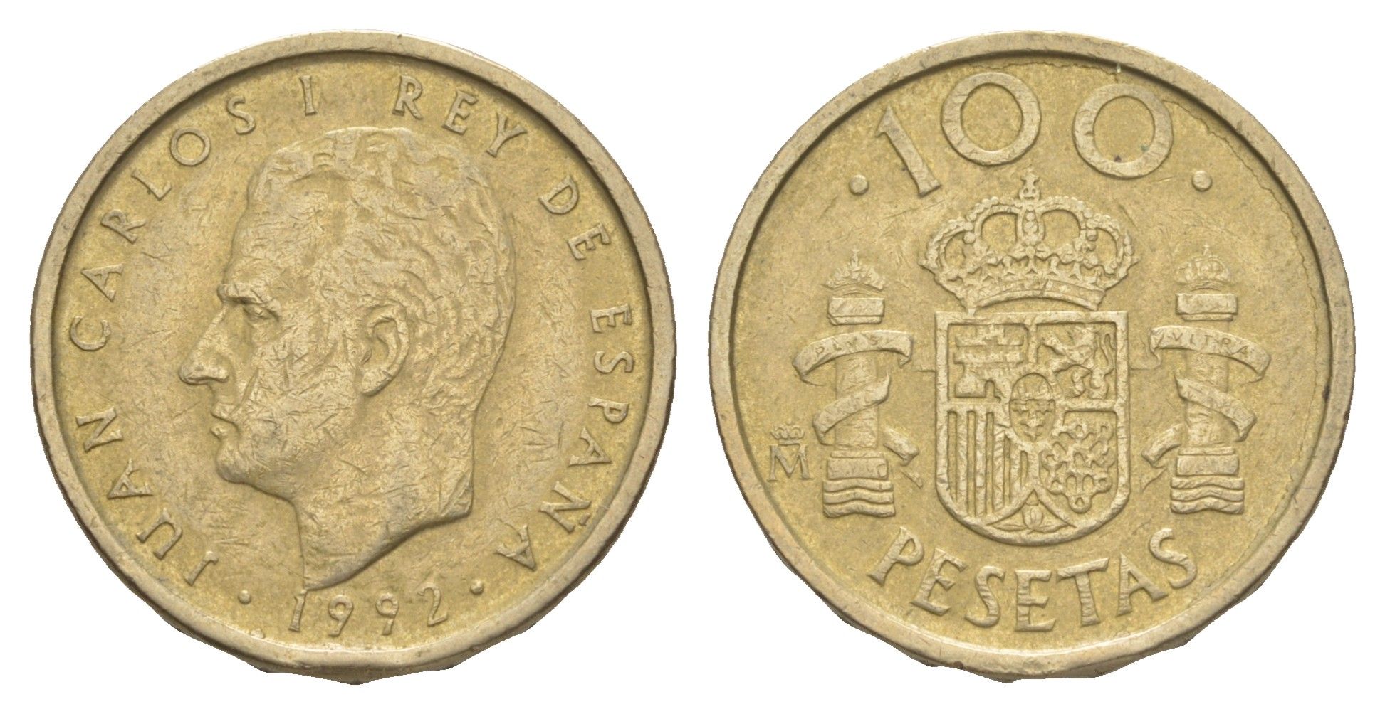 Испания 100 песет 1992 M, Хуан Карлос I (1975-2014) KM 908 алюминиевая бронза 4622-856