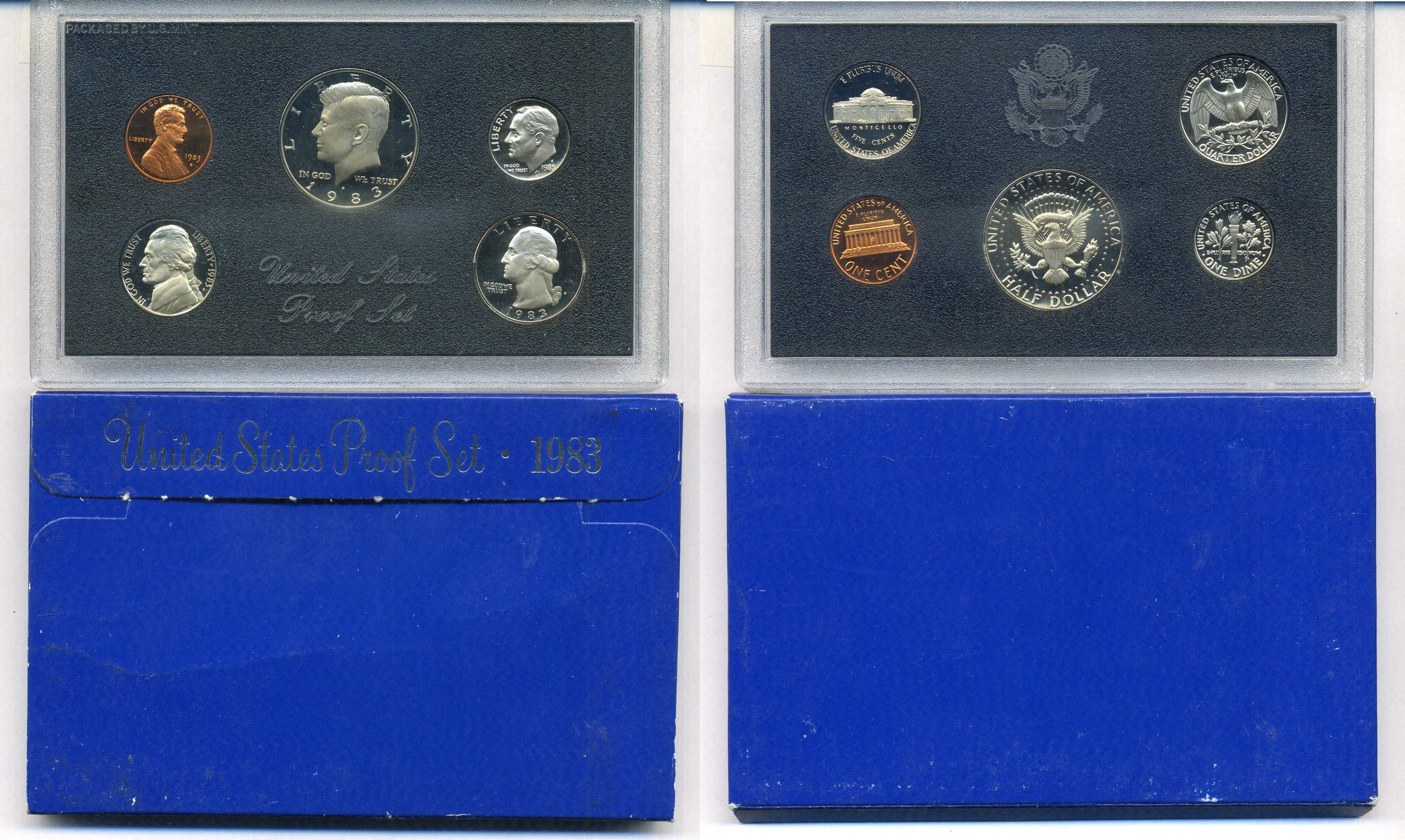 США годовой набор из 5 монет (1, 5, 10, 25 и 50 центов) 1983 в оригинальной упаковке KM PS149 (164a, A192, 195a, 201b и 202b) PROOF 8-2-02-21