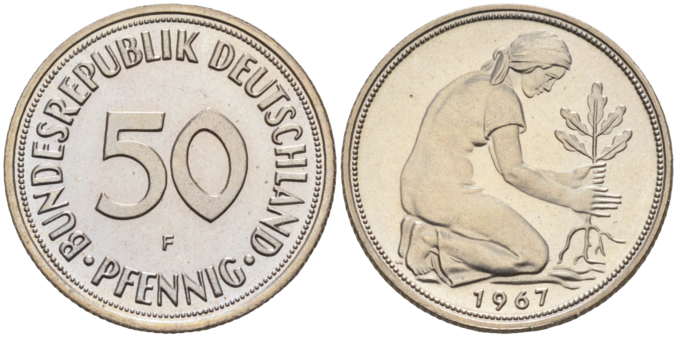 ФРГ 50 пфеннигов 1967 F J 384, KM 109.1 медно-никель  PROOF 1094-4-44