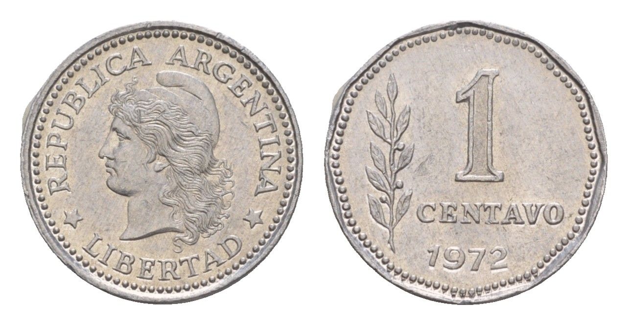 Аргентина 1 сентаво 1972 KM 64 алюминий aUNC 4655-955
