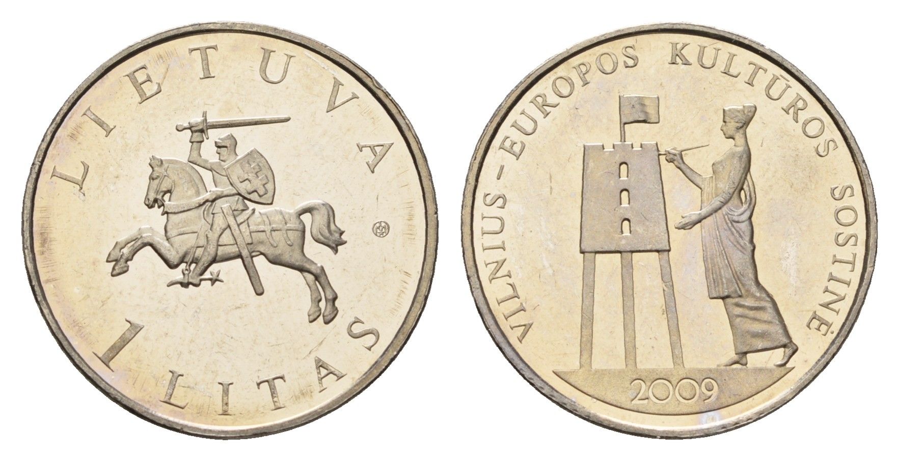 Литва 1 лит 2009 Вильнюс – культурная столица Европы KM 162 медно-никель UNC 4695-356