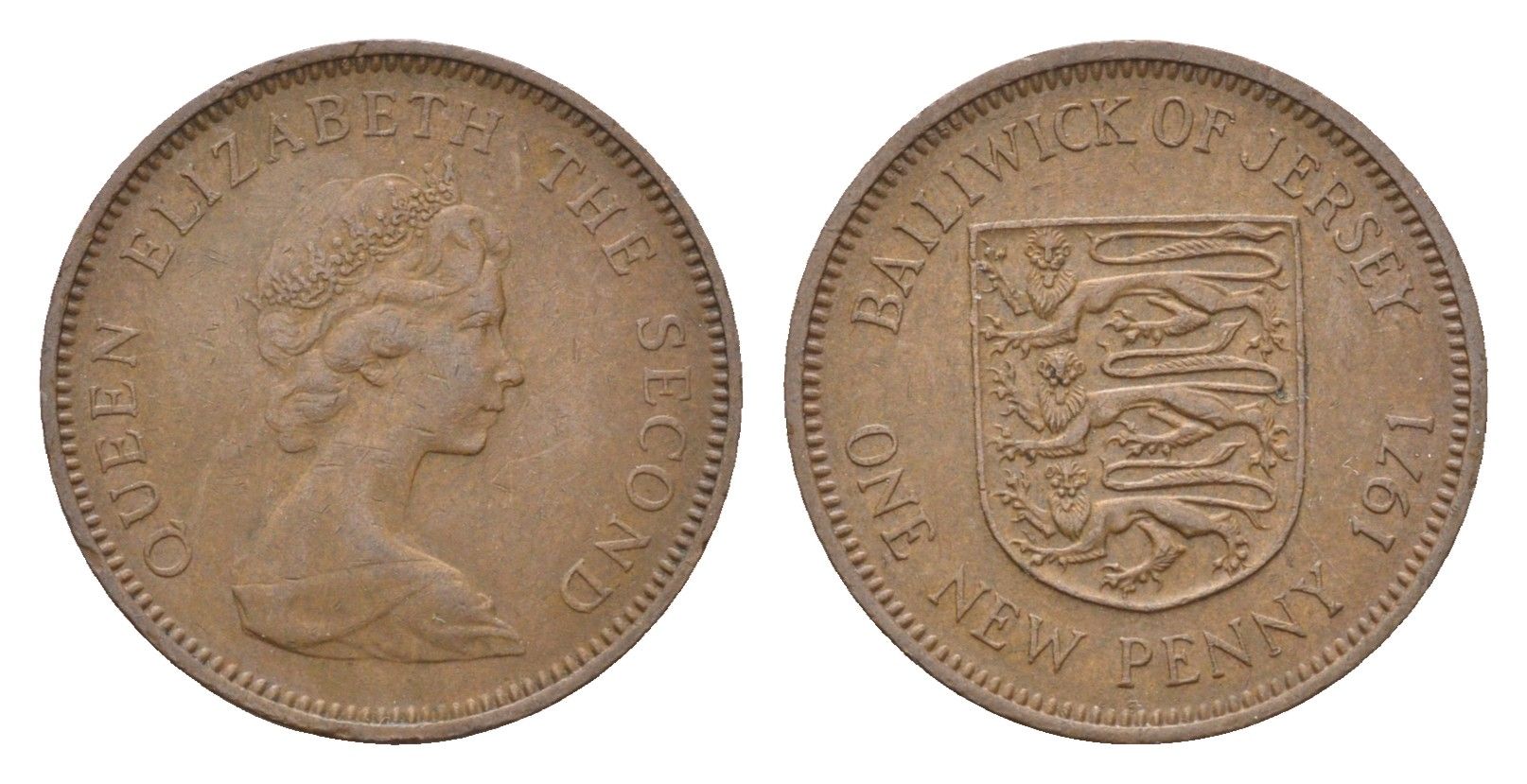 Джерси 1 пенни 1971 Елизавета II (1952-2022) KM 30 бронза 4647-632