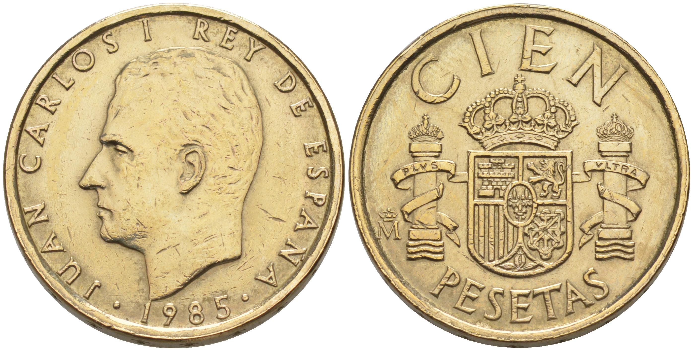 ИСПАНИЯ 100 ПЕСЕТ 1985 ХУАН КАРЛОС I (1975-) KM 826 алюминиевая бронза 106-335