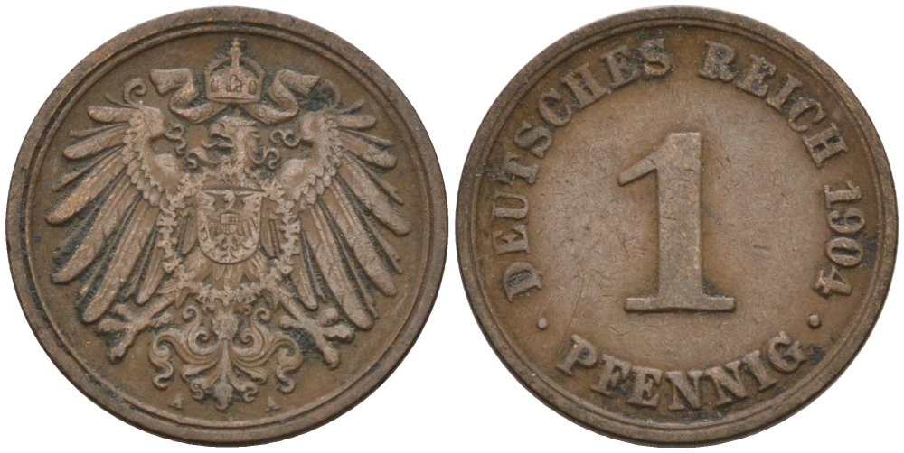 Германия 1 пфенниг 1904 A KM 10, J. 10 медь 4567-1164