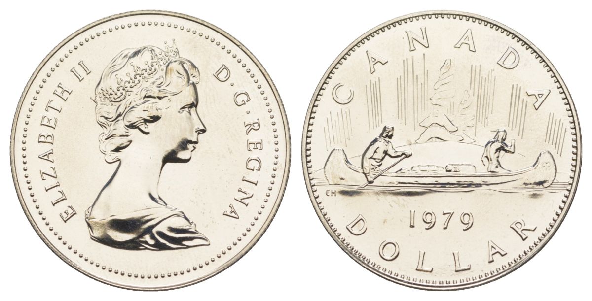 Канада 1 доллар 1979 Елизавета II (1952-2022), каноэ KM 120 никель PROOF-LIKE (BU) 4185-722