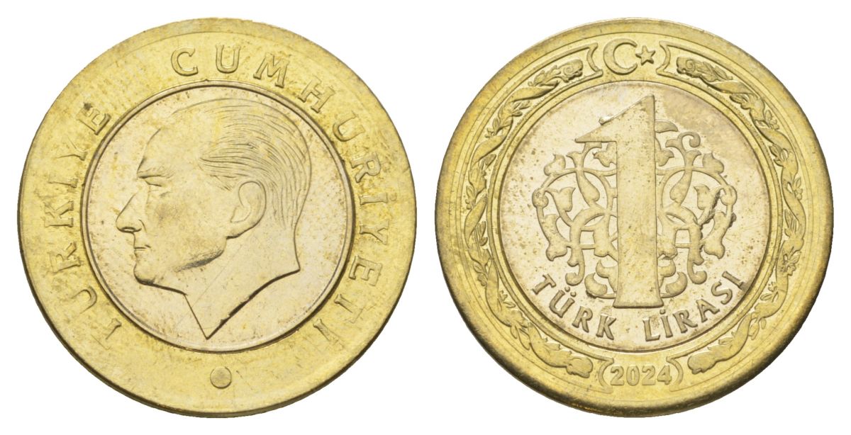 Турция 1 лира 2024 Кемаль Ататюрк KM?1575 биметалл UNC 4390-344