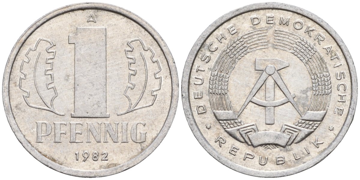 ГДР 1 пфеннииг 1982 A KM 8.2 алюминий 4596-556