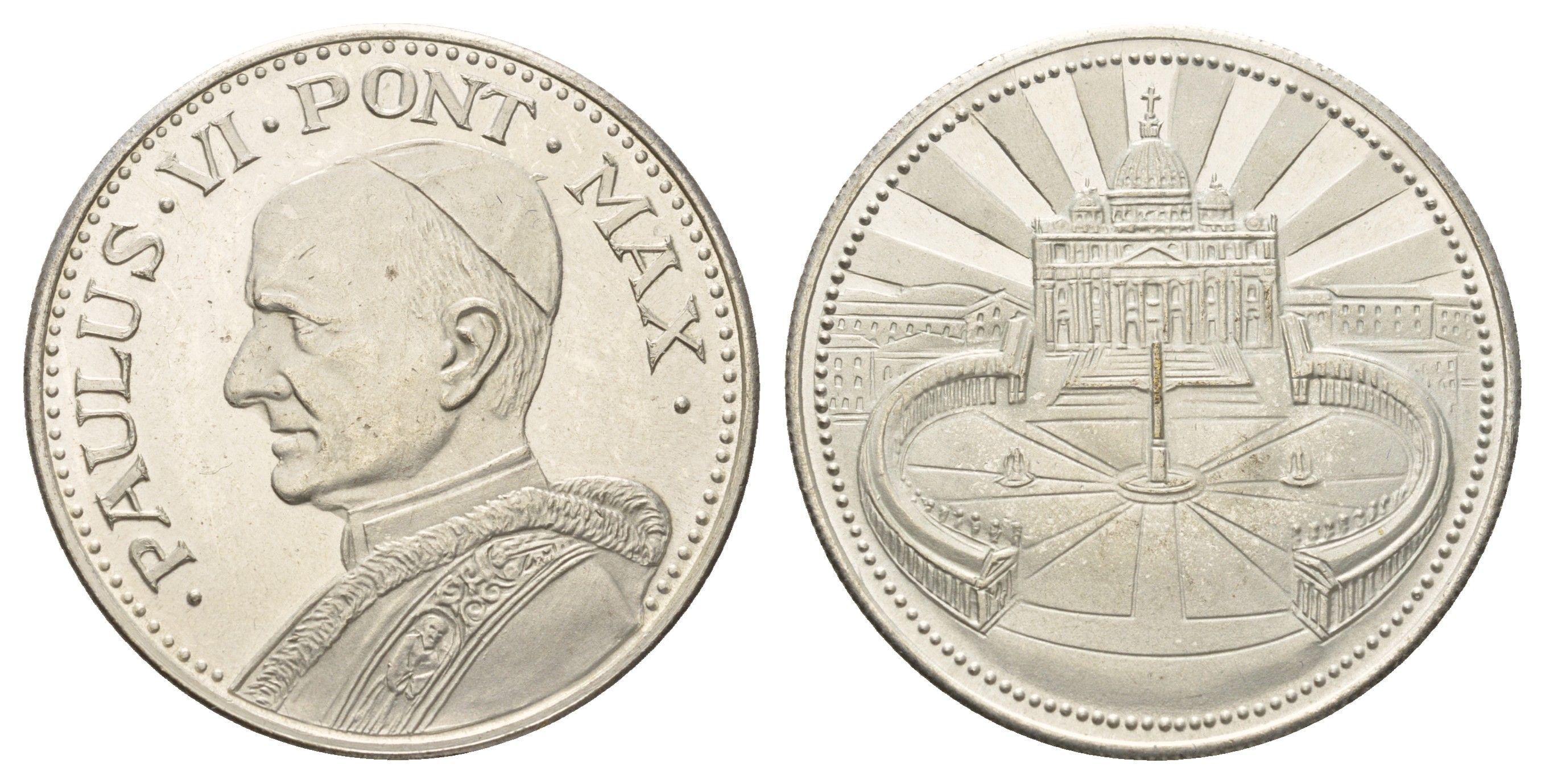 Ватикан медаль в честь избрание папой римским Павлом VI ND (1963) Павел VI, Площадь Святого Петра, диаметр 35 мм, вес 16 гр бронза плакированная серебро 4667-1214