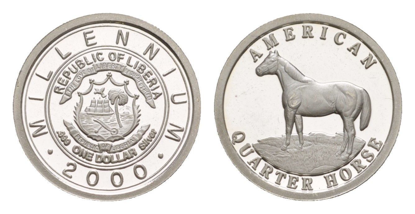Либерия 1 доллар 2000 Американский квотер, тираж 1.000 экземпляров, вес 1,7 гр серебро PROOF 1521-412