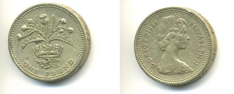 Великобритания 1 фунт 1984 Елизавета II (1952-2022) KM 934, Spink 4222 никель латунь 59-113