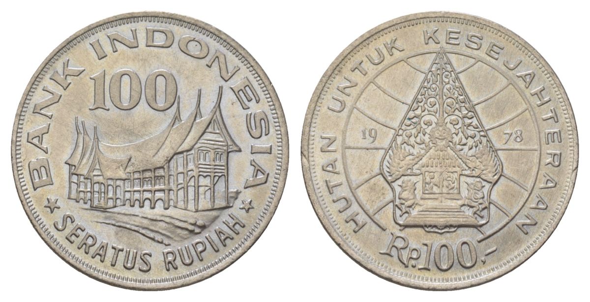 Индонезия 100 рупий 1978 Лес для процветания KM 42 медно-никель UNC 4624-1016