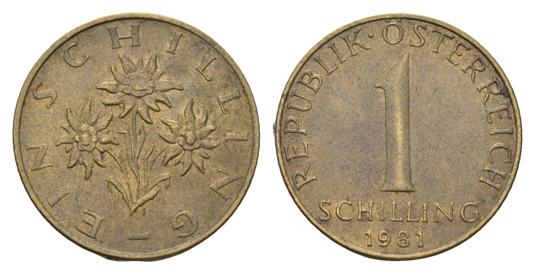 Австрия 1 шиллинг 1981 KM 2886 алюминиевая бронза 202-526