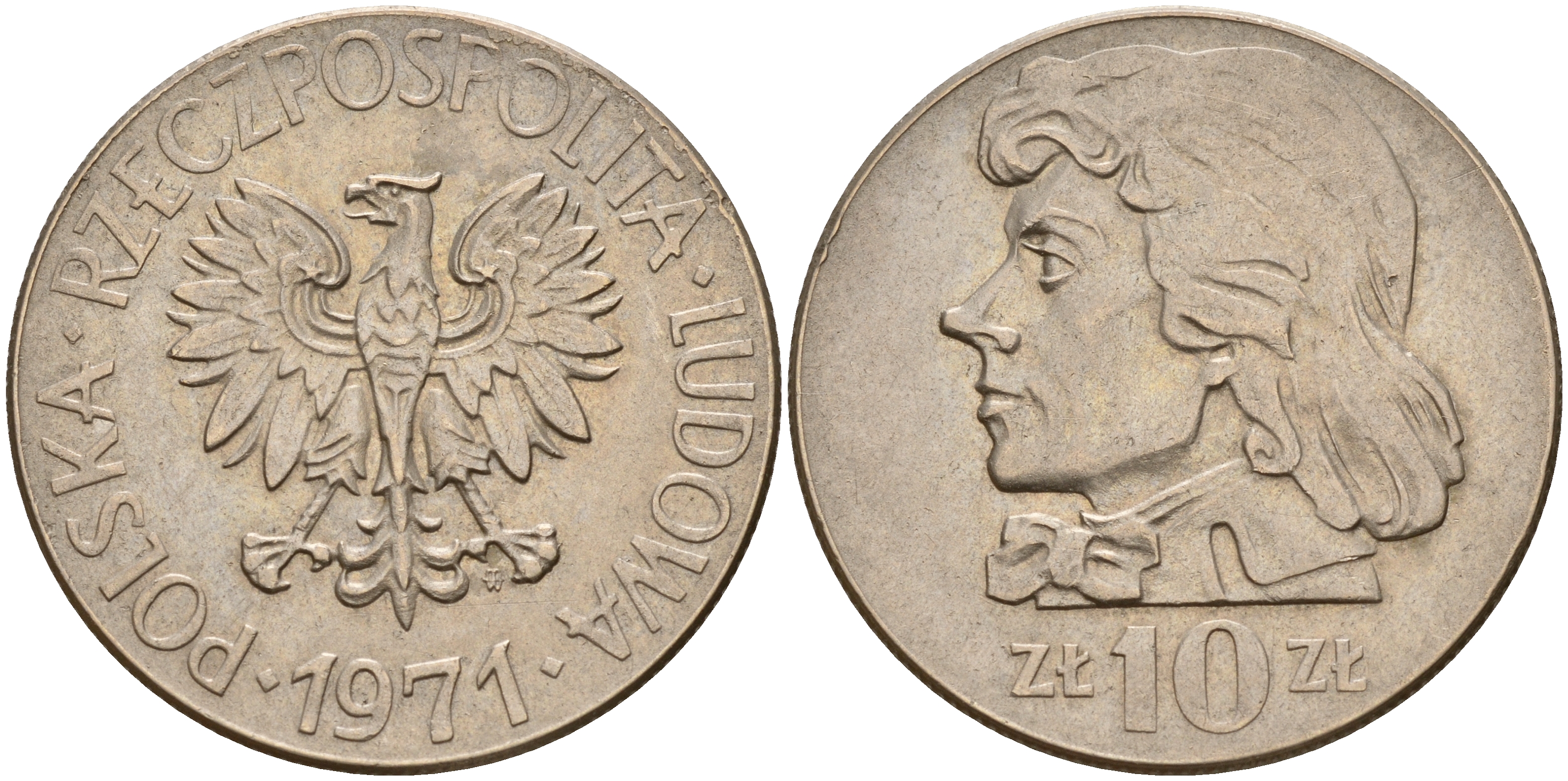 Польша 10 злотых 1971 MW, Тадеуш Костюшко (1746-1817) KM 50а медно-никель    4157-843