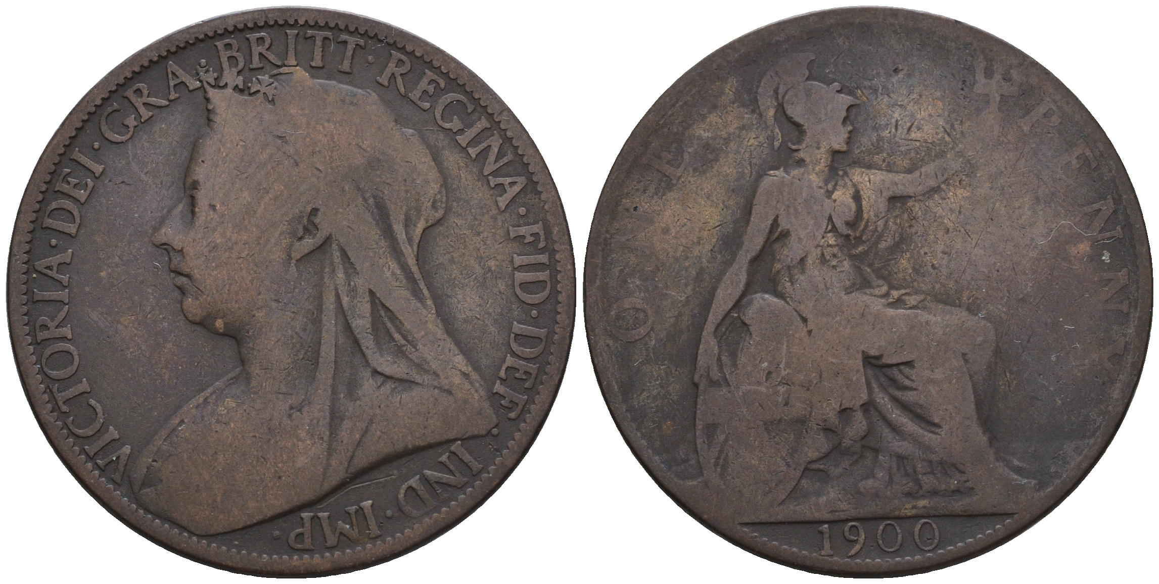 Великобритания 1 пенни 1900 Виктория (1837-1901) KM 790, Spink 3961 бронза 4607-1142