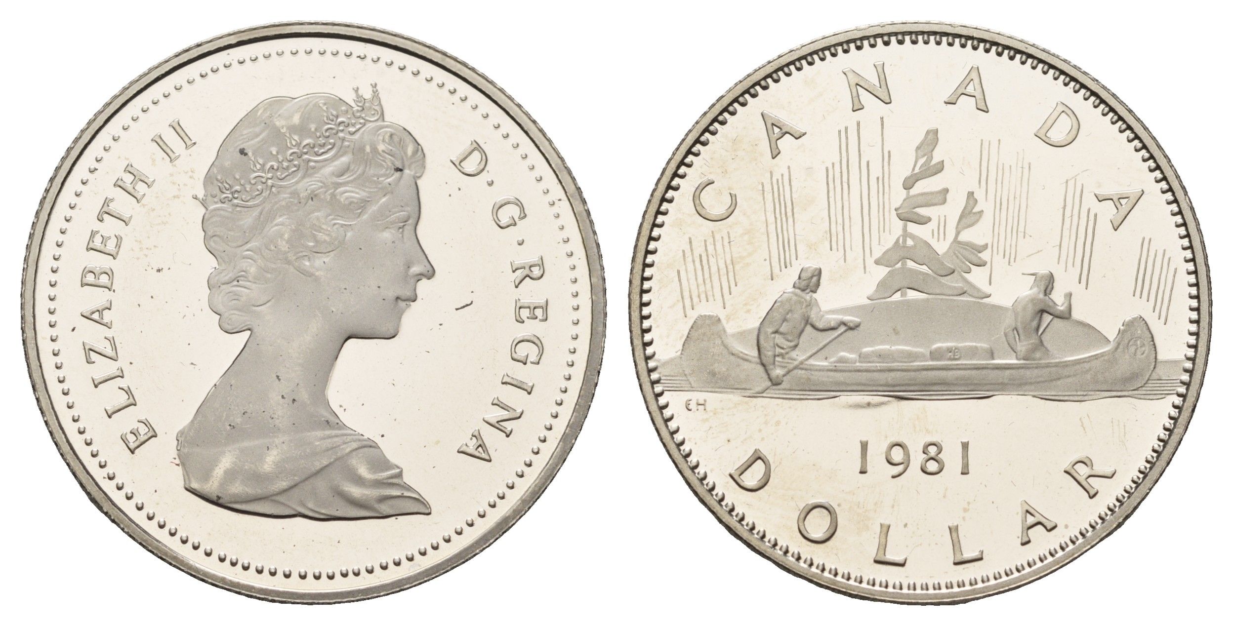 Канада 1 доллар 1981 Елизавета II (1952-2022), каноэ KM 120.1 никель PROOF 441-723