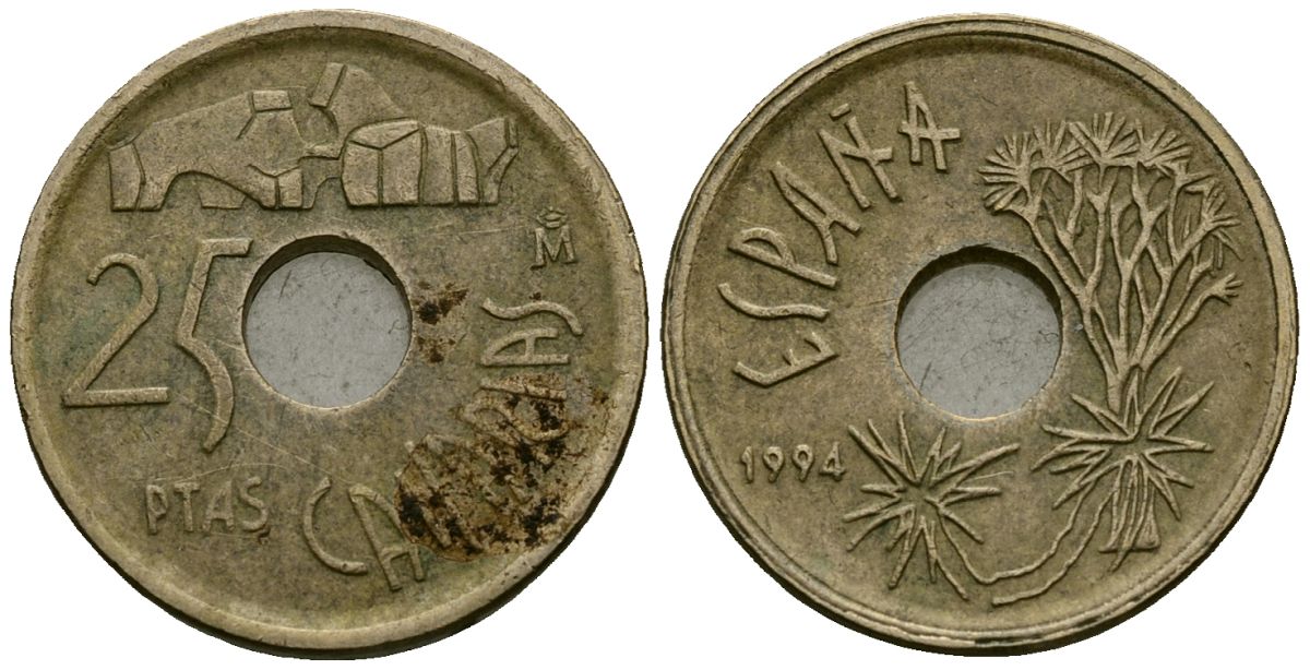 Испания 25 песет 1994 Канарские острова KM 933 алюминиевая бронза 4173-1021