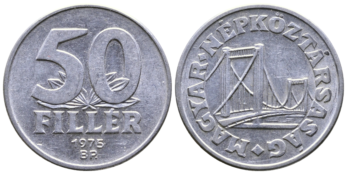 Венгрия 50 филлеров 1975 BP мост Елизаветы в Будапеште KM 574 алюминий aUNC 4681-357
