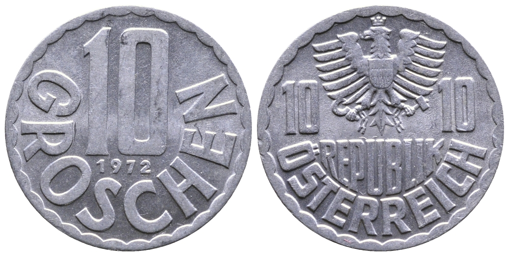АВСТРИЯ 10 ГРОШЕЙ 1972 KM 2878 алюминий 26-1437