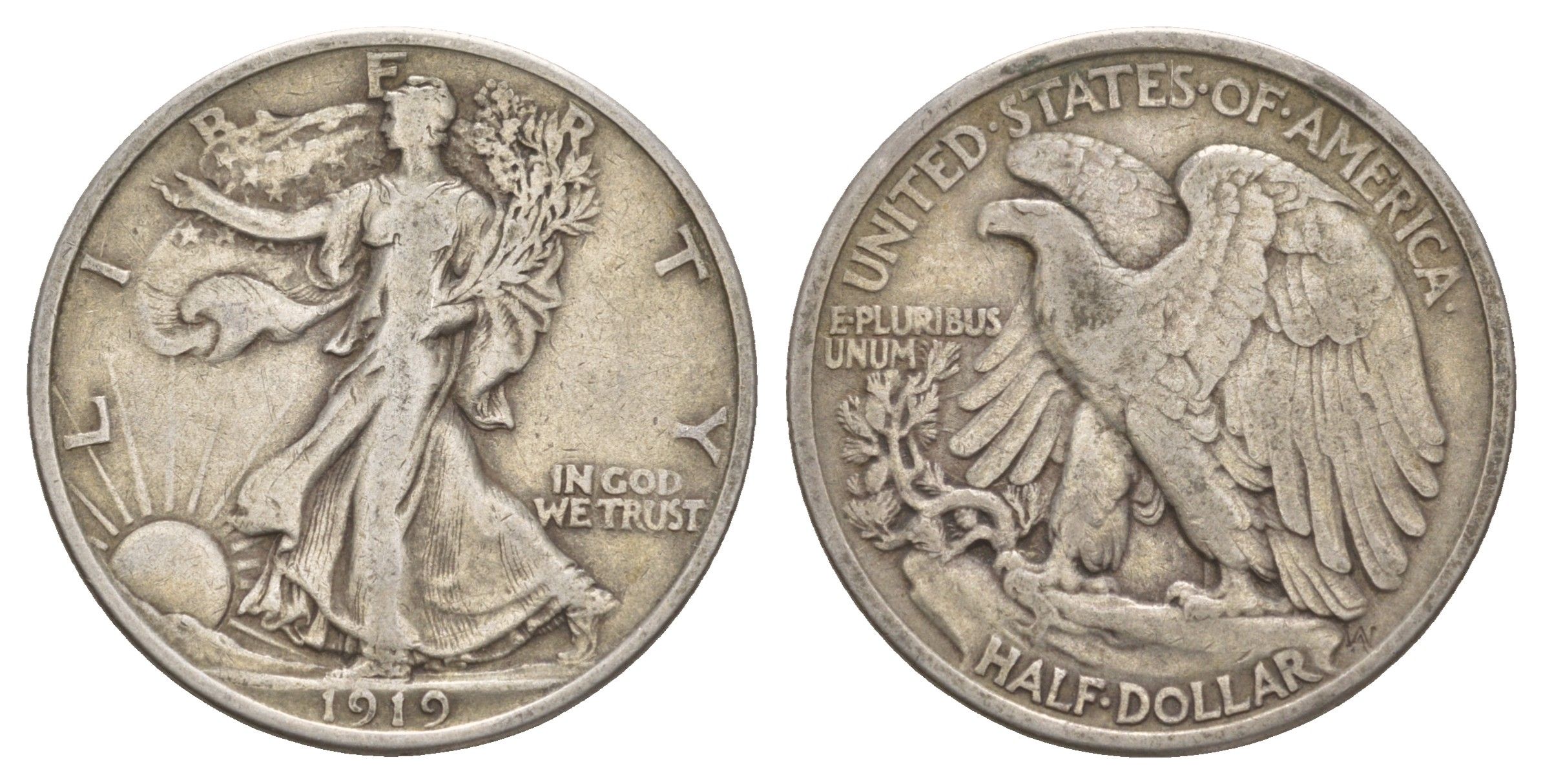 США 1/2 доллара (50 центов) 1919  KM 142 серебро    5010-1743