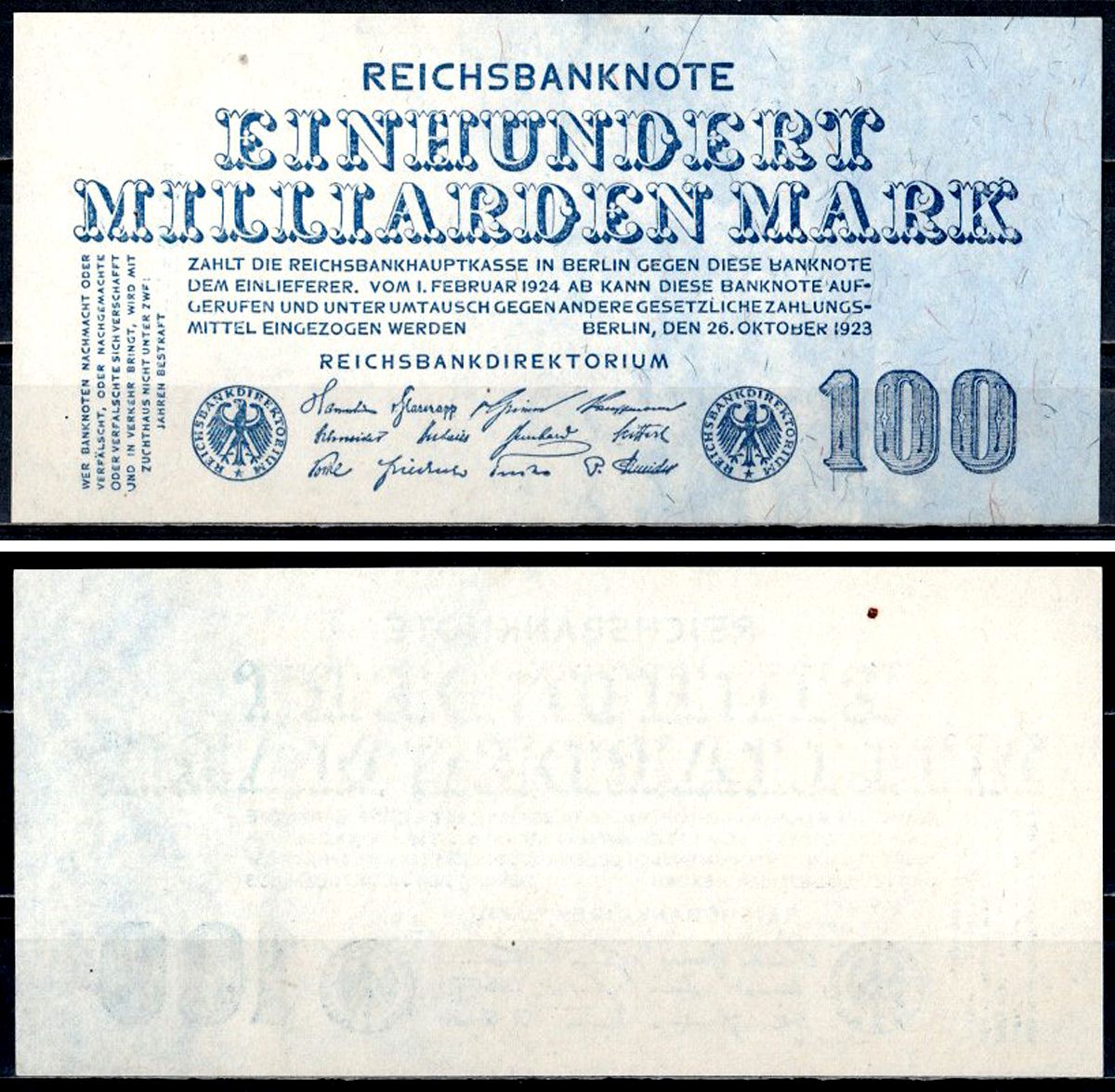Германия 100000000000 марок 1923 Pick 126 бумага UNC (пресс) 451-736-1