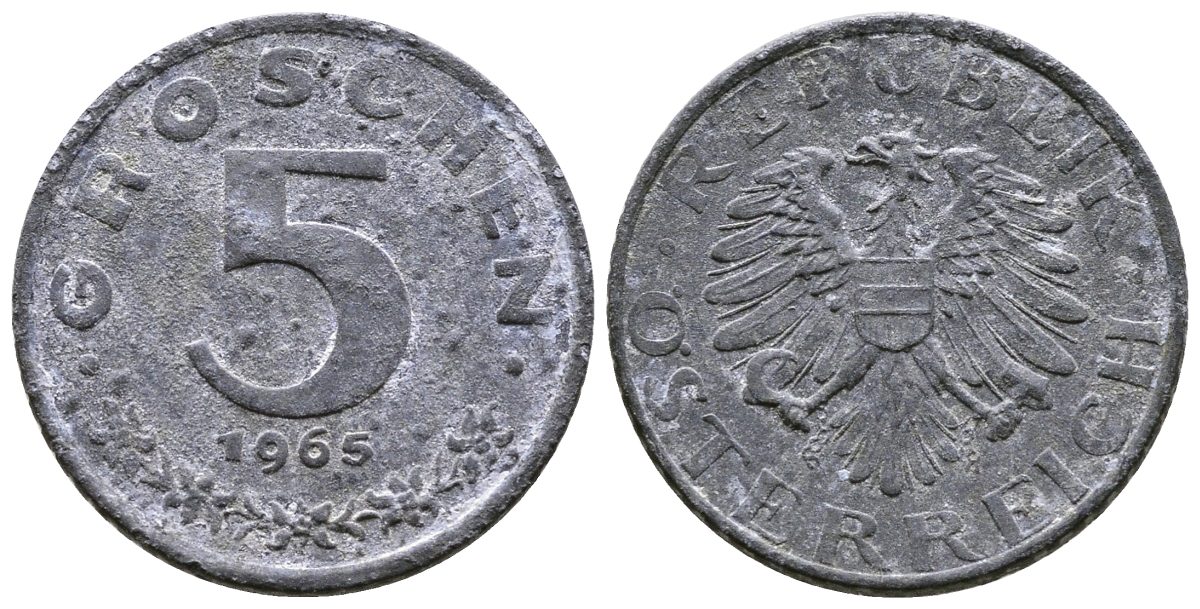 Австрия 5 грошей 1965 KM 2875 цинк 57-1313