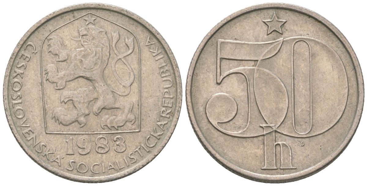 Чехословакия 50 геллеров 1983 KM 89 медно-никель 4115-1012